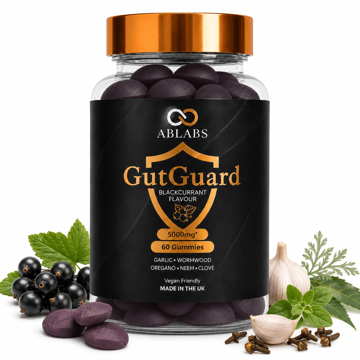 Ablabs GUTGUARD – Blackcurrant Flavour (60 Vegan Gummies) - Ablabs