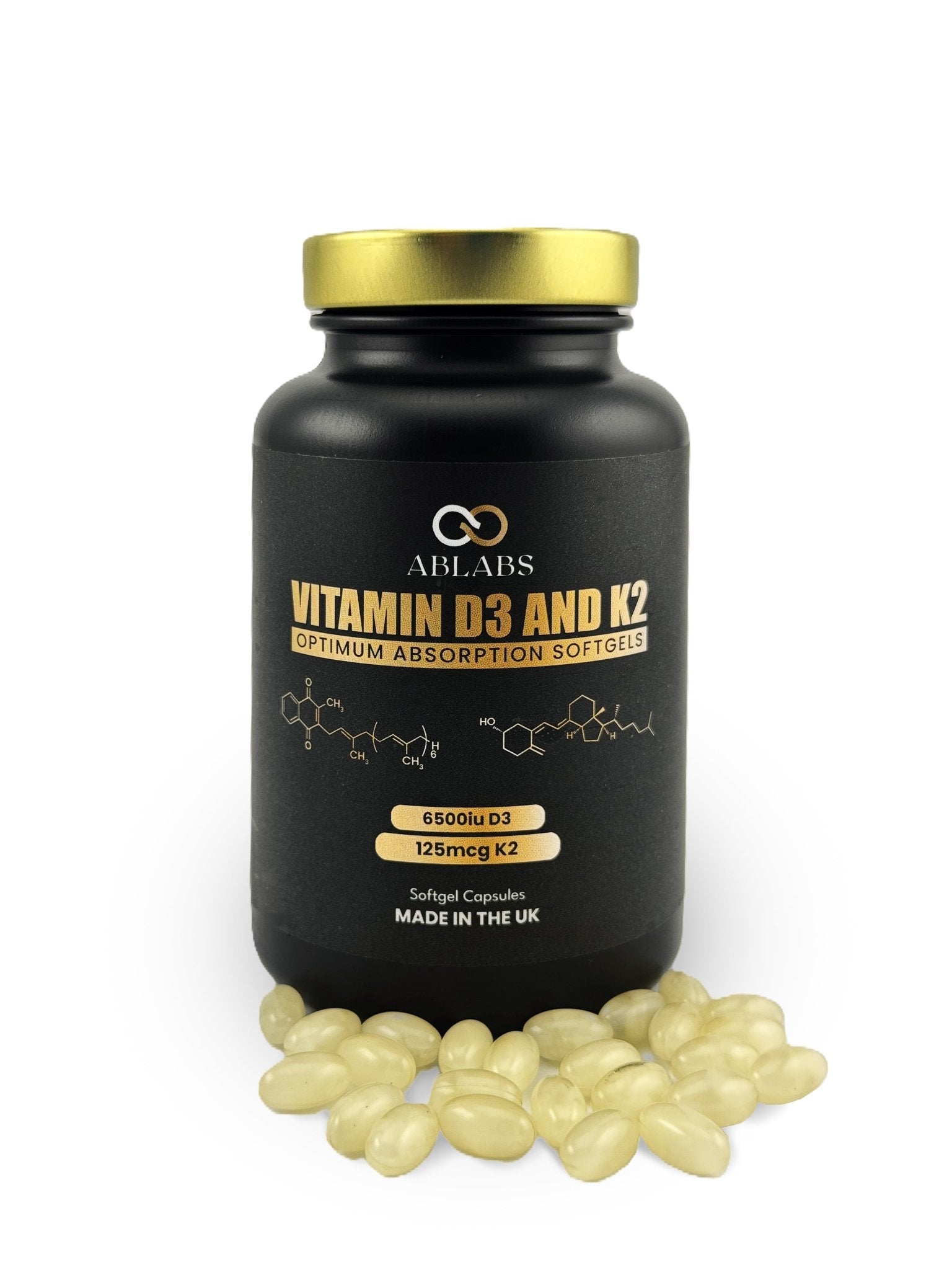 Ablabs Vitamin D3 6500 IU + K2 125 µg (MK - 7) — MCT Softgels (Meta) - Ablabs